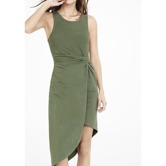 ✨HP✨Express Olive Twist Midi Dress In Olive✨ - Picture 2 of 4